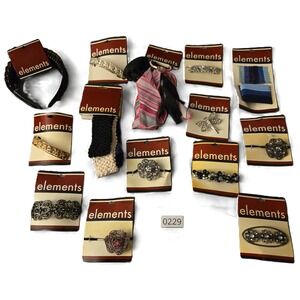 Vintage ELEMENTS Hair Accessories- Clips Hair Ties and Headbands NEW IN PACKAGE